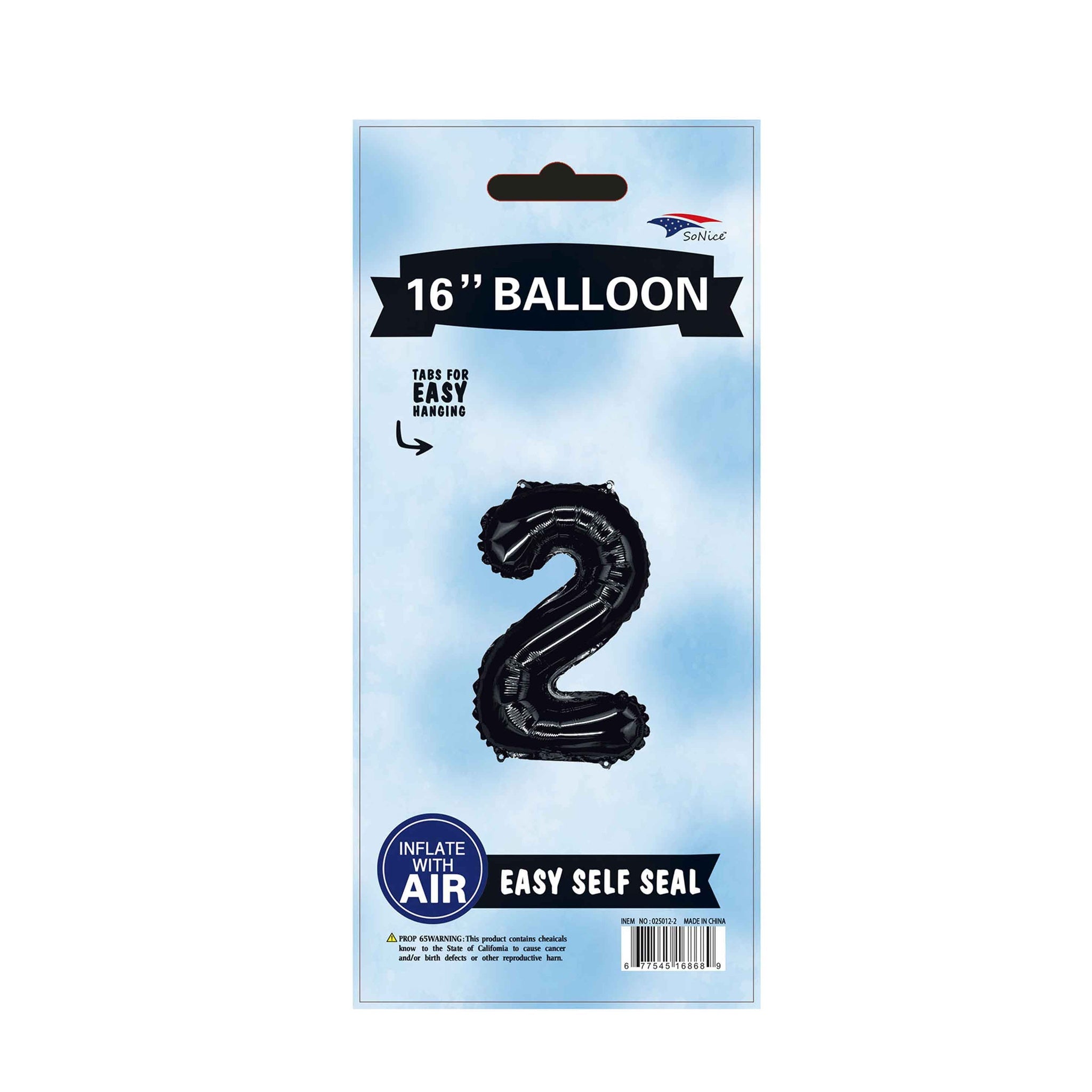 16"Foil Balloon Number 2 Black
